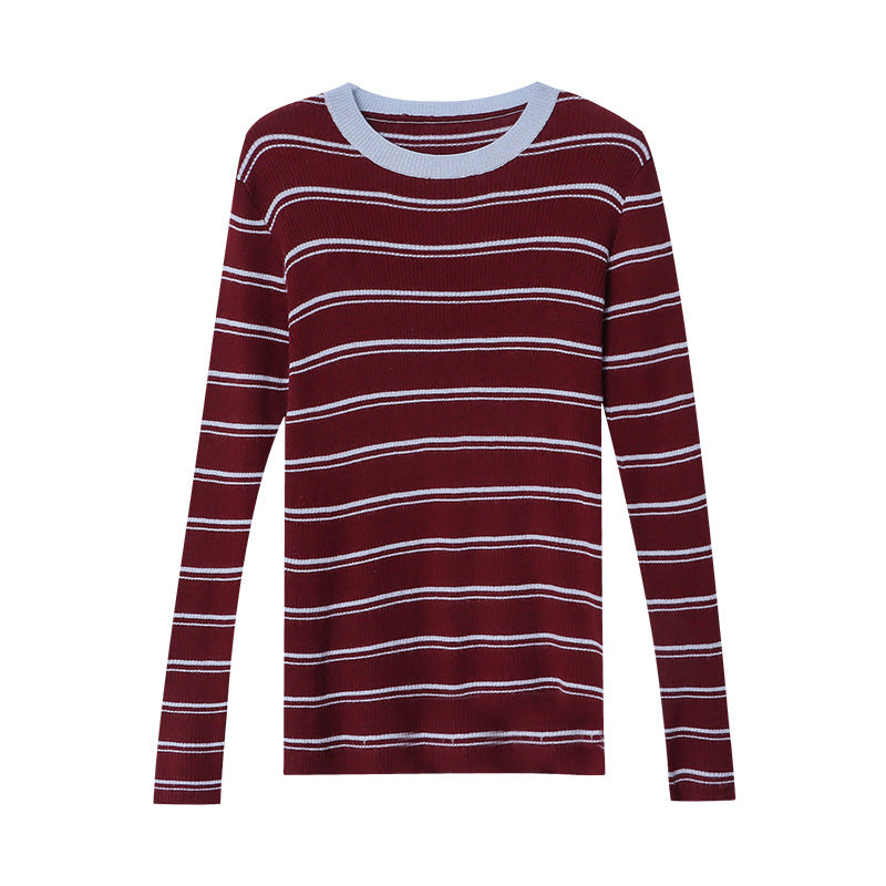 Damen Langarmshirt Gestreift Feine Rippstruktur Norvielle