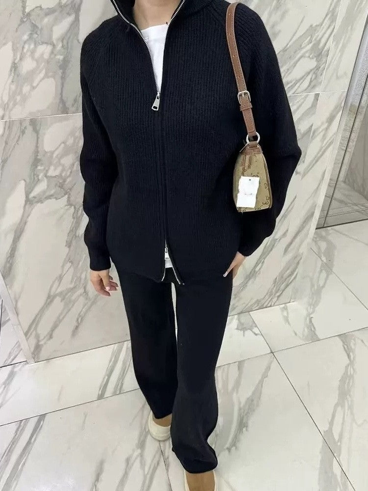 Damen Strickjacke mit Reißverschluss und Hose