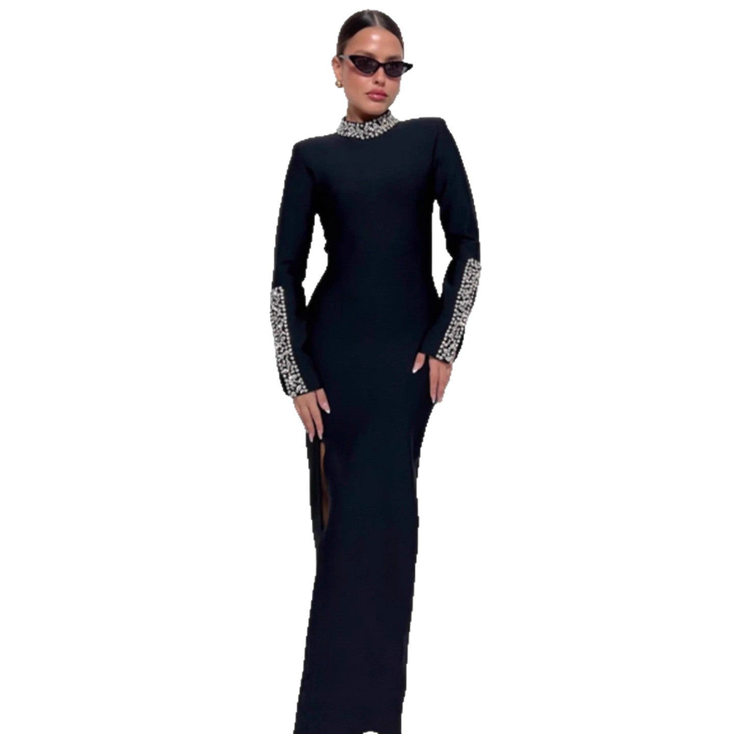 Damen Abendkleid Schimmernd Hohem Schlitz Norvielle