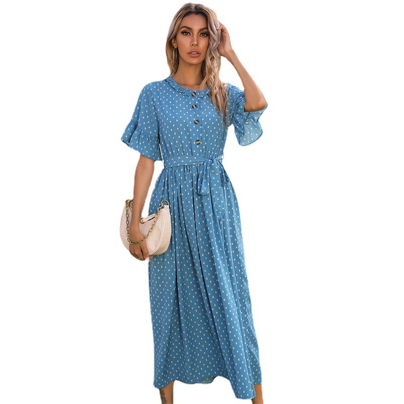 Damen Midi-Kleid Knopfleiste Fließender Schnitt Norvielle