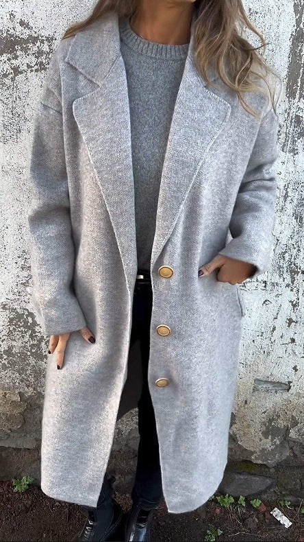 Damen Übergangsjacke Weites Design Knopfdetails Elegantes Design