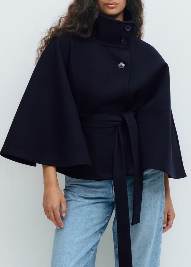Damen Wendejacke Warm Hochkragen Bindegürtel Norvielle