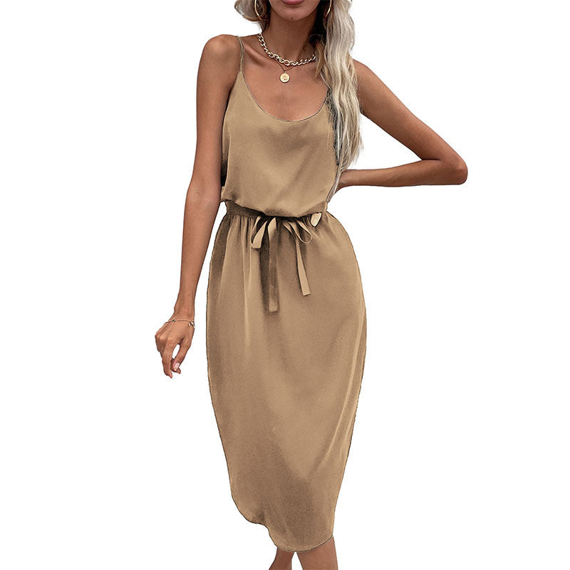 Damen Midikleid Taillenknoten Satinoptik Norvielle
