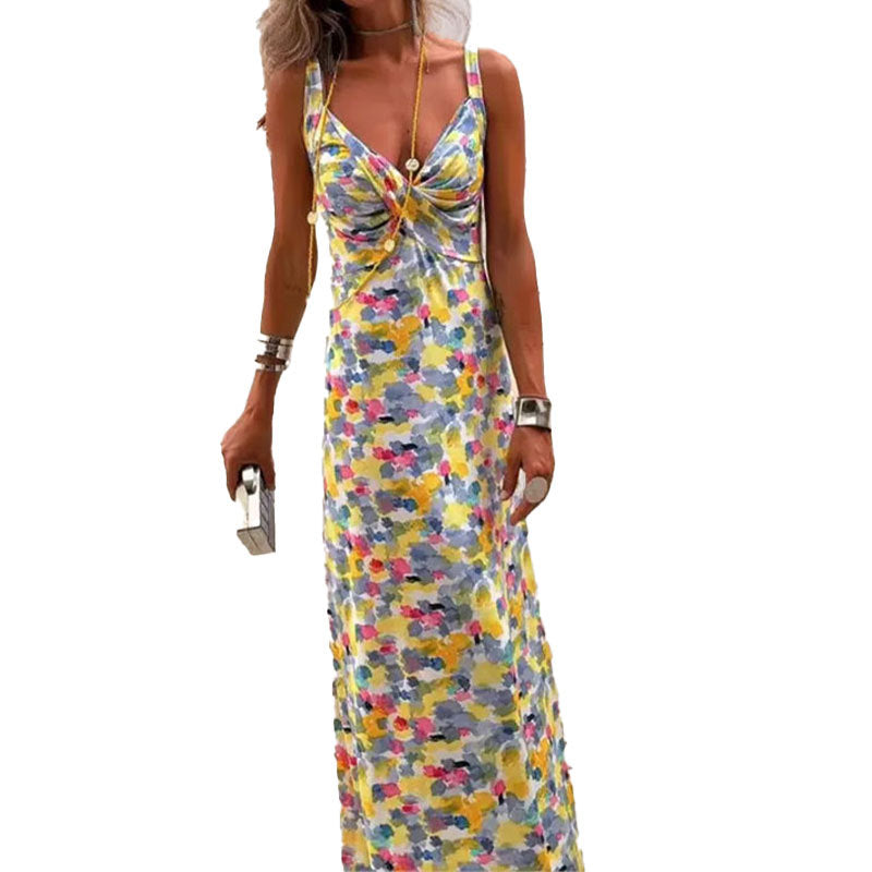 Damen Maxikleid Florales Muster Wickeldesign Norvielle
