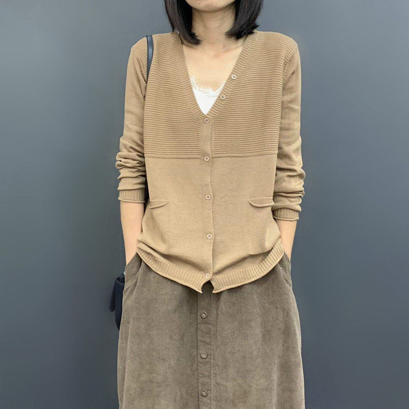 Damen Strickjacke Strukturiert Beige