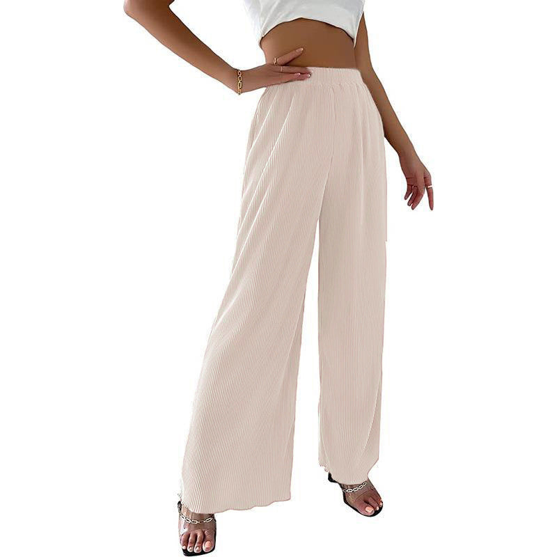 Damen Plissee-Hose Weites Bein Elastischer Bund Norvielle