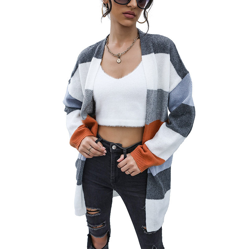 Damen Strickcardigan Offen Weich Rot Grün