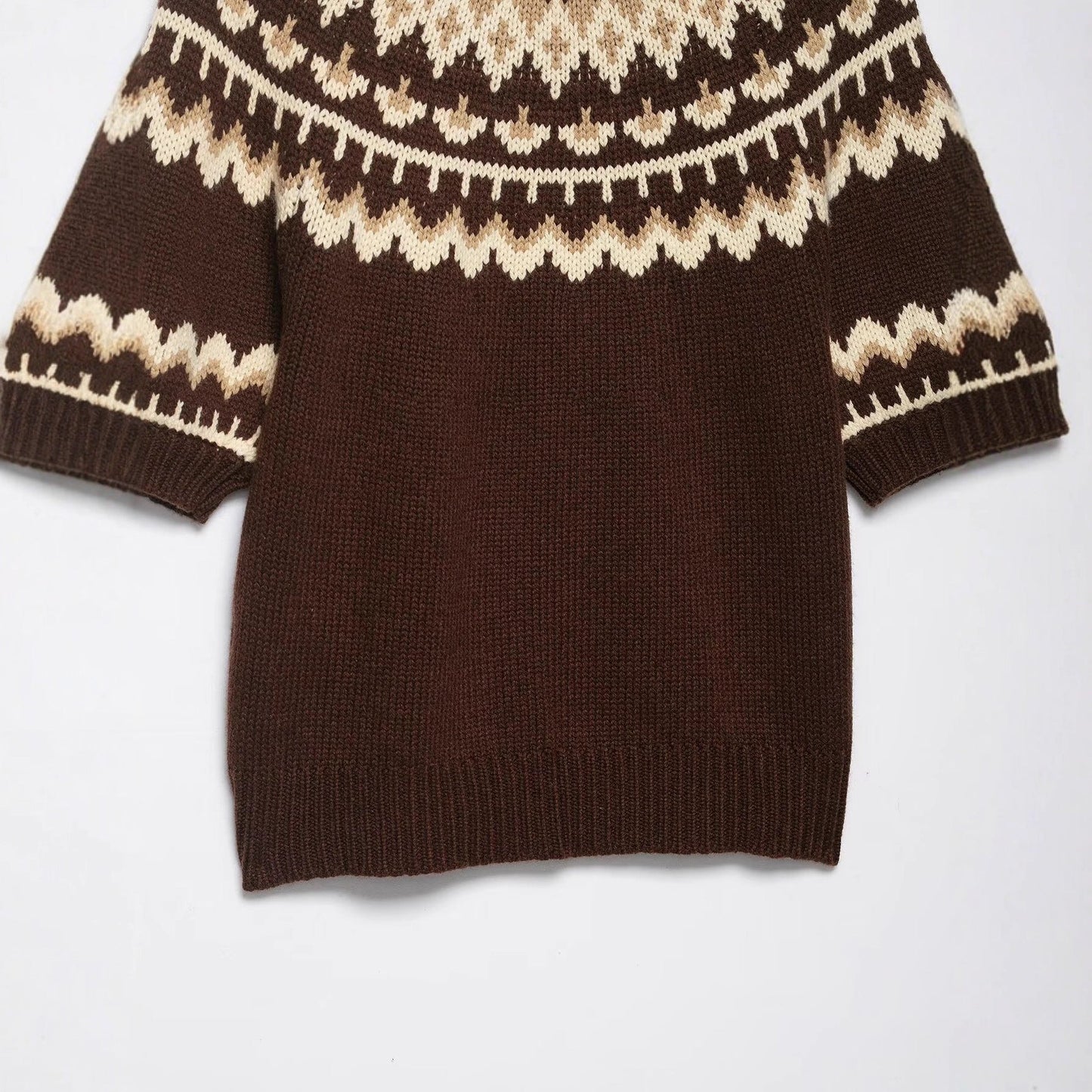 Damen Strickpullover Norweger Muster Überschnittene Schultern