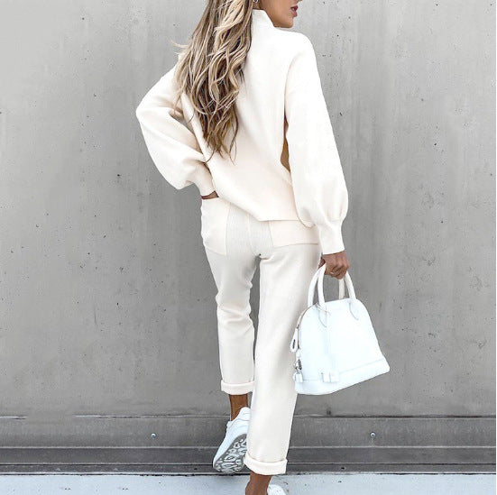 Damen Jumpsuit Loungewear mit Puffärmeln und verstellbarem Taillenzug