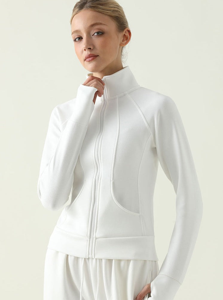 Mila Damen Sportjacke Stehkragen Zip