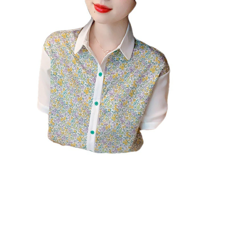 Damen Bluse Florales Design Dekorativer Kragen Norvielle