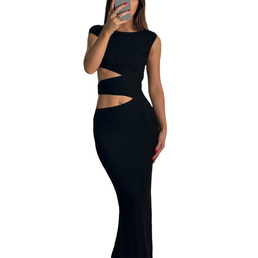 Damen Maxikleid Asymmetrisch Figurbetonter Cut-Out-Design Norvielle