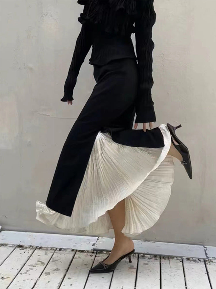 Damen Maxi-Rock mit Schlitzen und Lagenlook