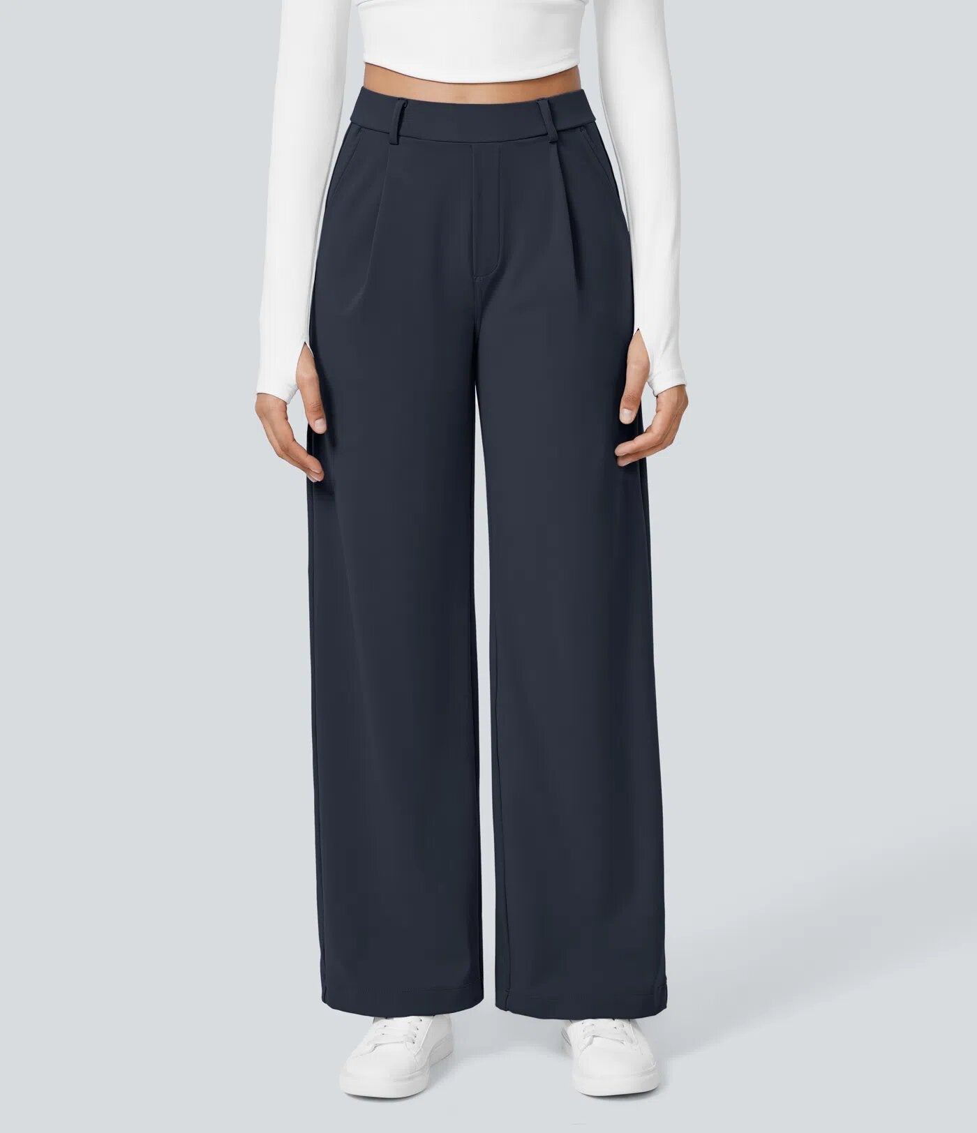 Damen Palazzo-Hose Weit Geschnitten Falten Norvielle