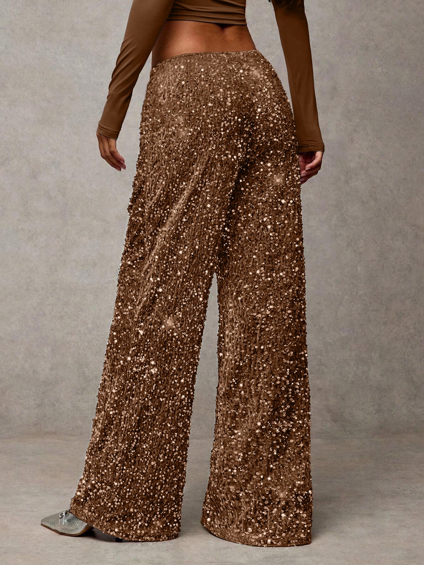Damen Palazzo-Hose Paillettenbesatz