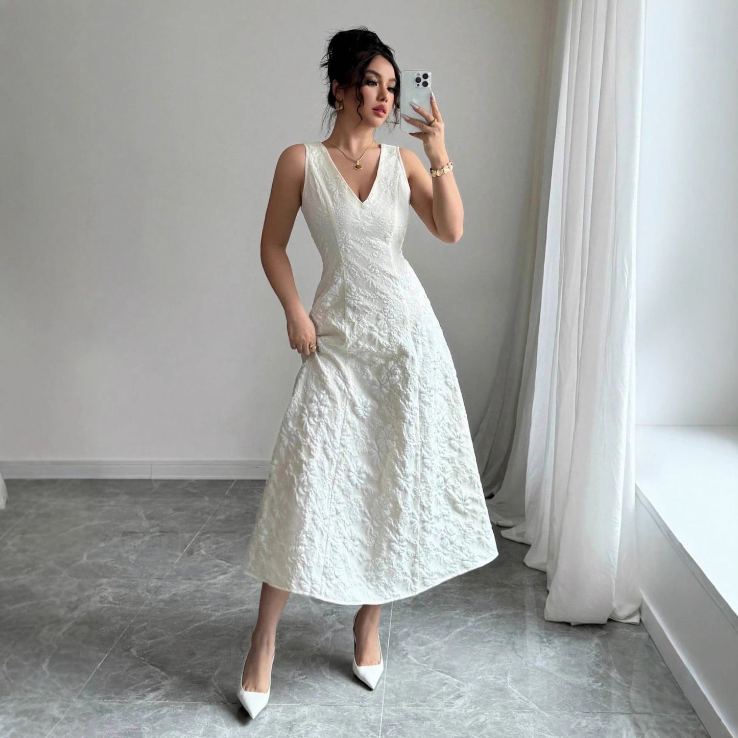Damen Maxikleid Spitze Verführerischer Schnitt Zarte Träger