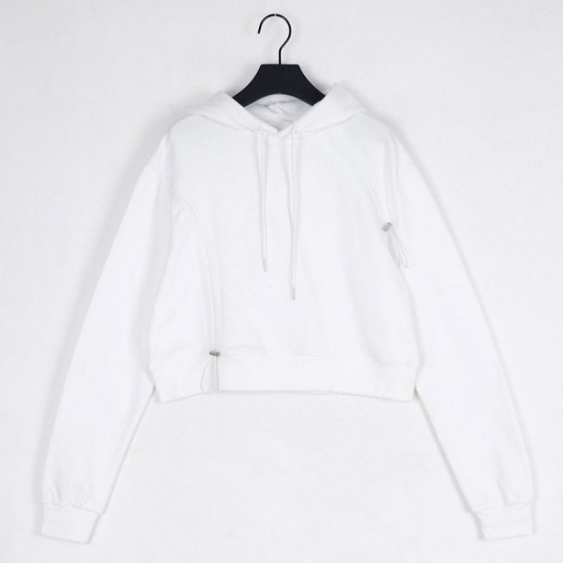 Damen Cropped Kapuzenpullover Verstellbarer Kordelzug Norvielle