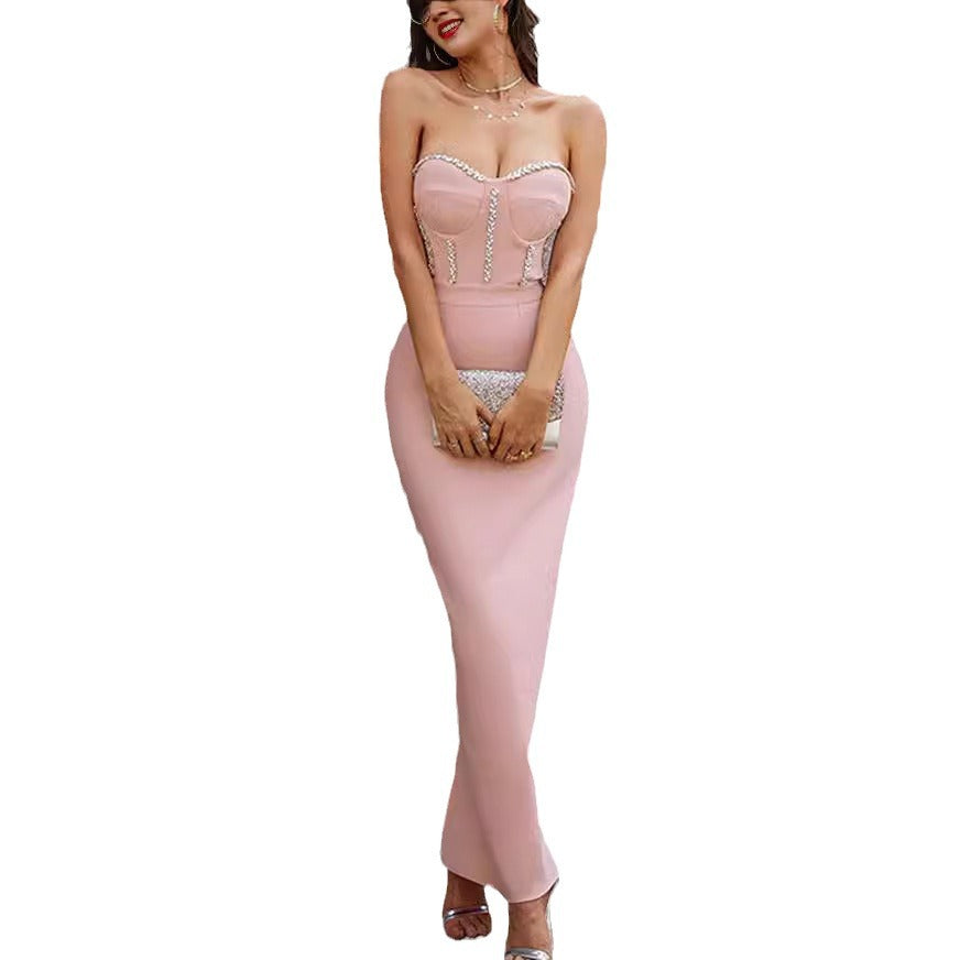Damen Abendkleid Herz-Ausschnitt Glitzer Norvielle