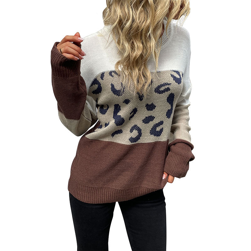 Damen Strickpullover Tiermuster Farbblockdesign Norvielle