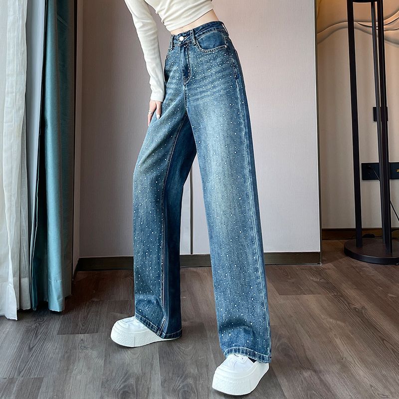 Damen Jeans mit Perlendetails Glanzoptik Norvielle
