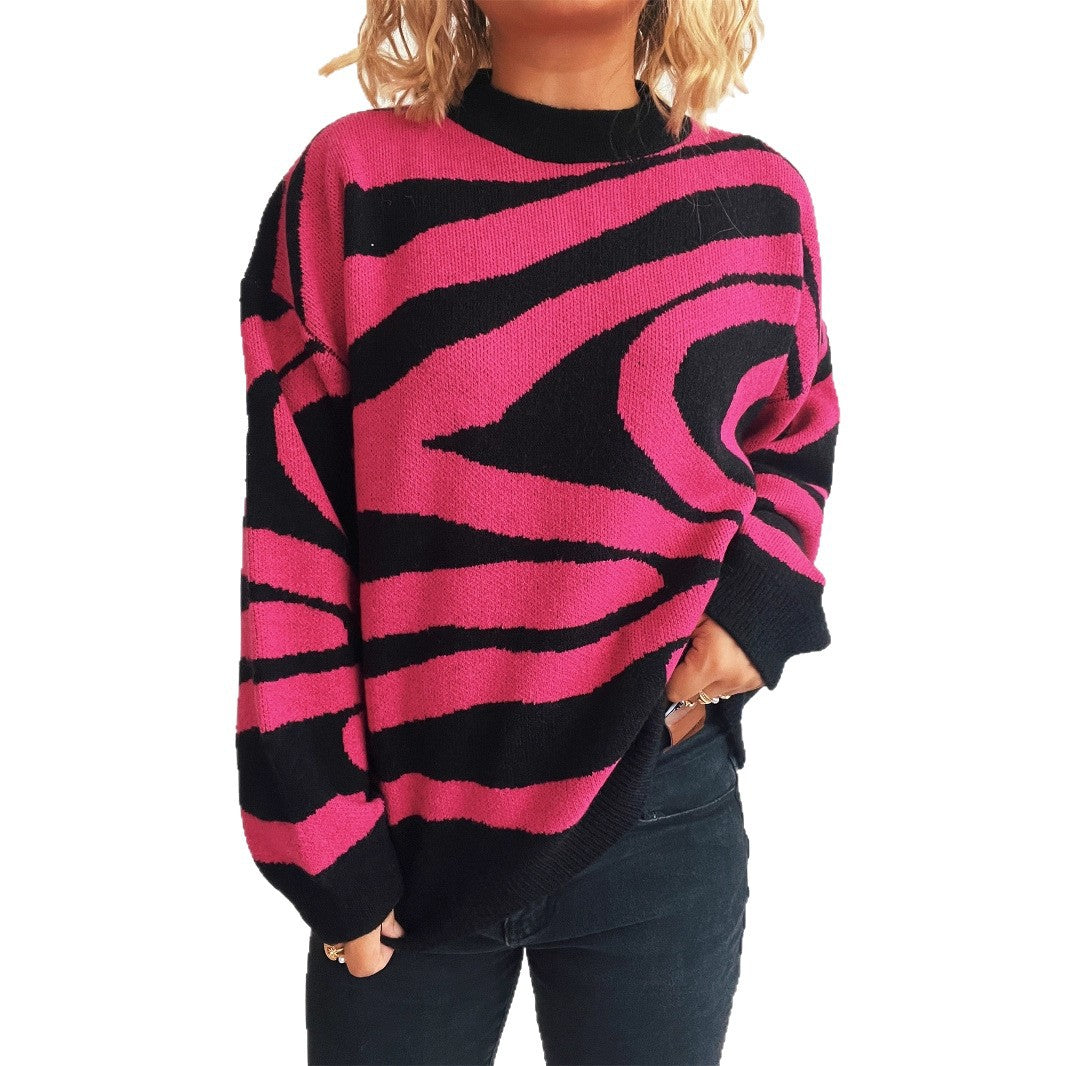 Damen Oversized Pullover Zebra Muster Kuschel Norvielle