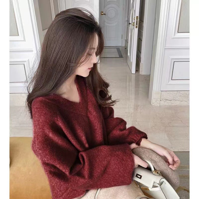 Damen Oversized V-Pullover Weich Norvielle