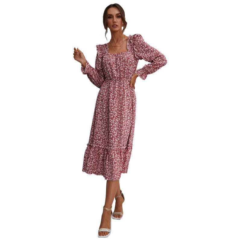 Damen Maxikleid Rüschendetails Floralmuster Norvielle