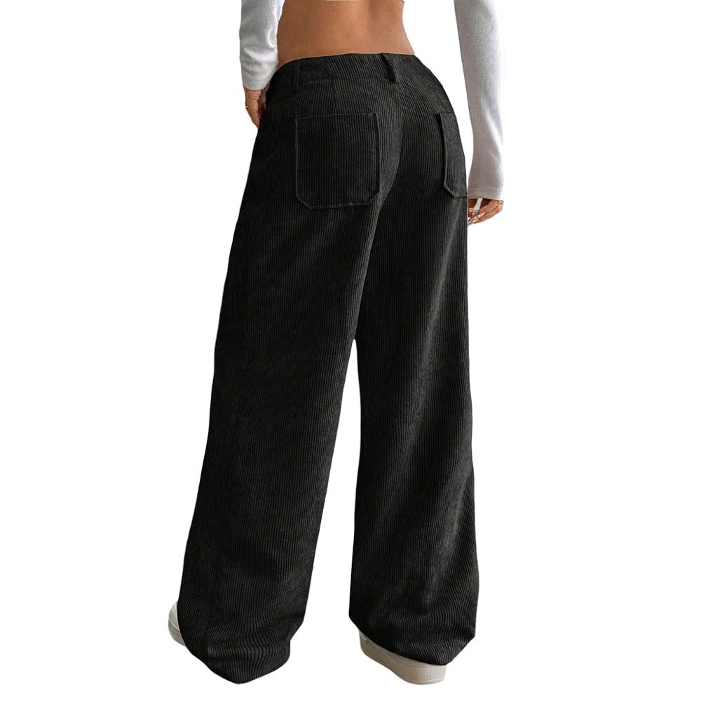 Damen Cordhose Weit Mit Taschen Hoch Bund Norvielle