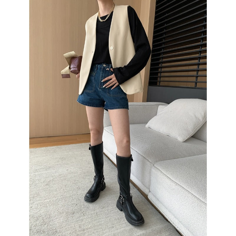 Damen Weste Veganleder Elegant
