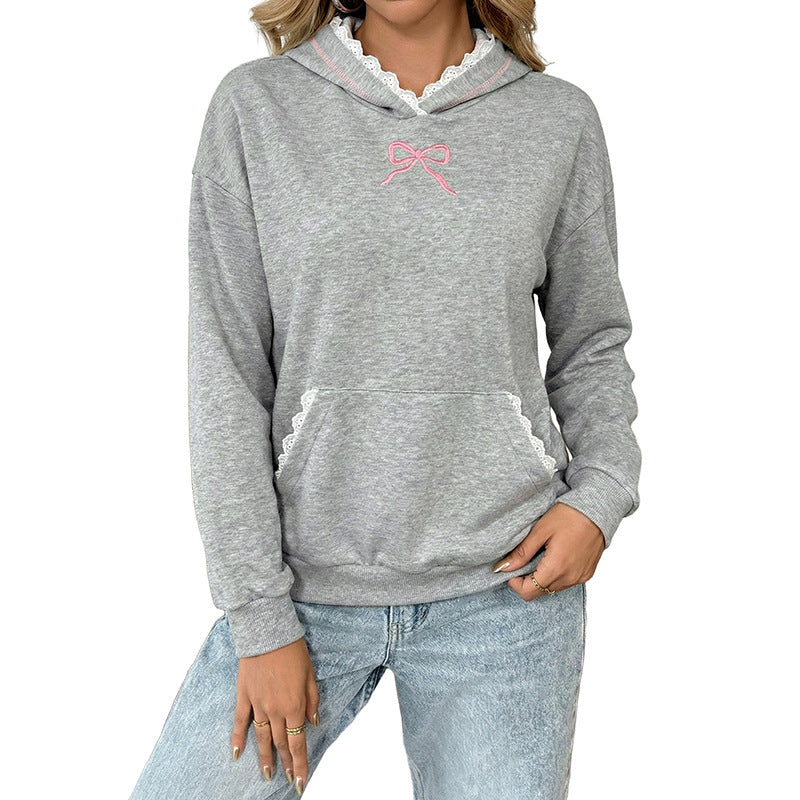 Damen Kapuzenpullover mit Spitze und Taschen Norvielle