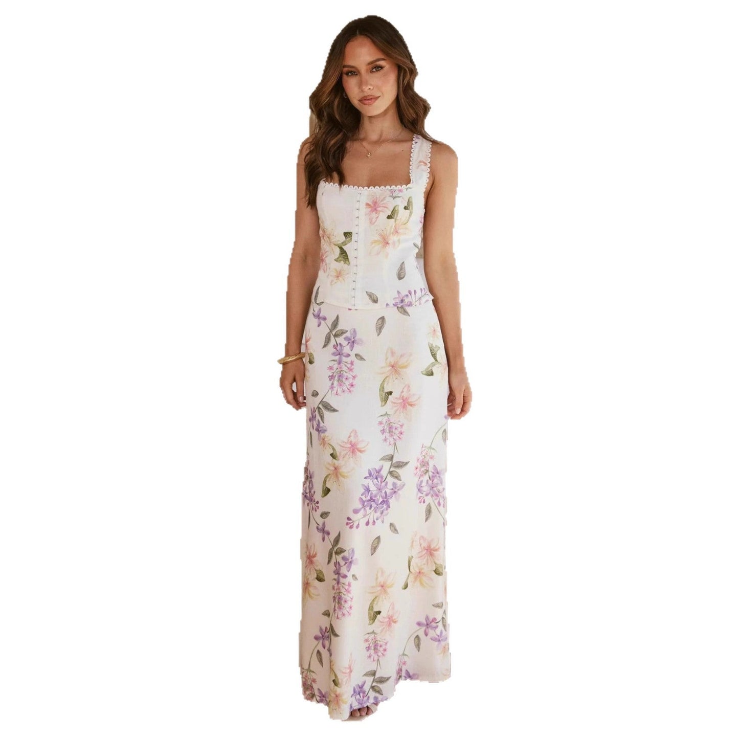 Damen Maxikleid Romantischer Stil Floralmuster