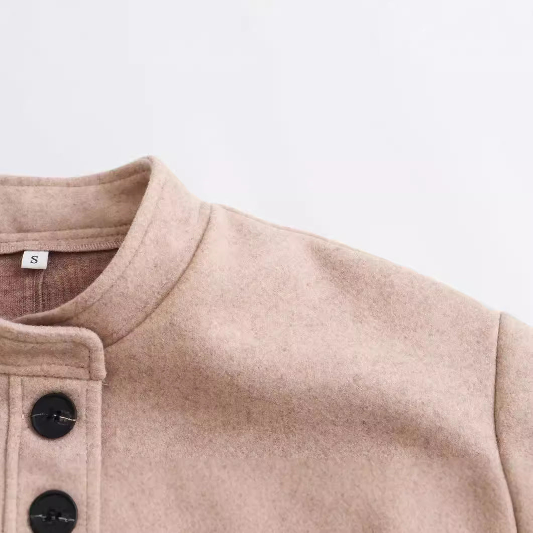 Damen Übergangsjacke Oversized Baumwolle Praktische Taschen Beige