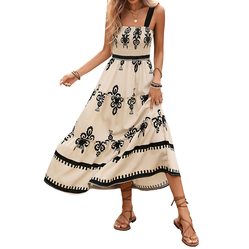 Damen Maxikleid Florale Stickereien Schwingender Rock Norvielle