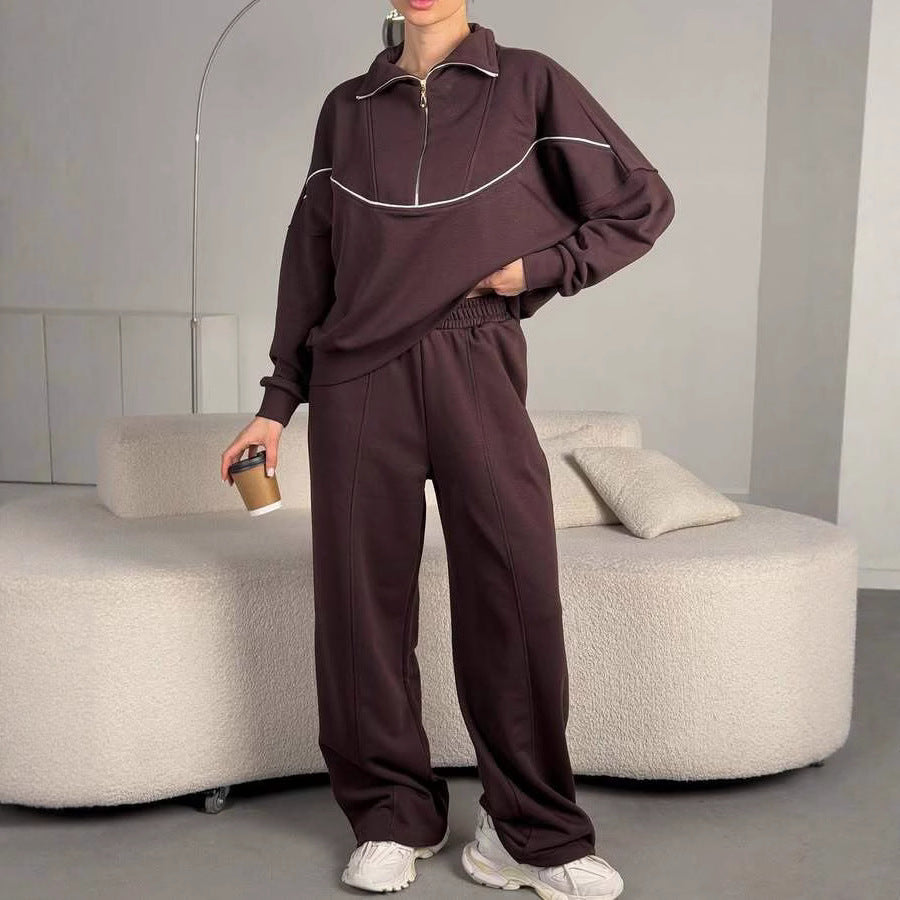 Damen Kapuzenpullover Reißverschluss Bequeme Lockere Hosen Norvielle