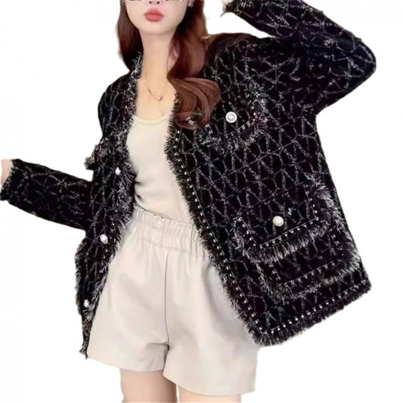 Damen Strickjacke Flauschig mit Knöpfen und Dekorativer Saum Norvielle