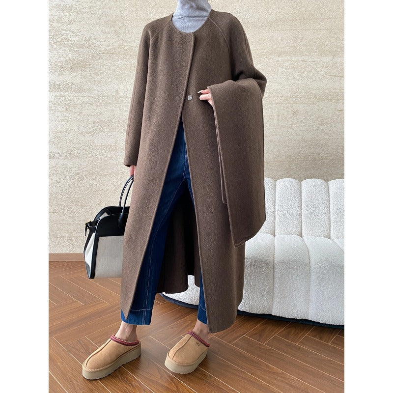 Damen Wickelmantel Eleganter Kragen Gürtel Norvielle