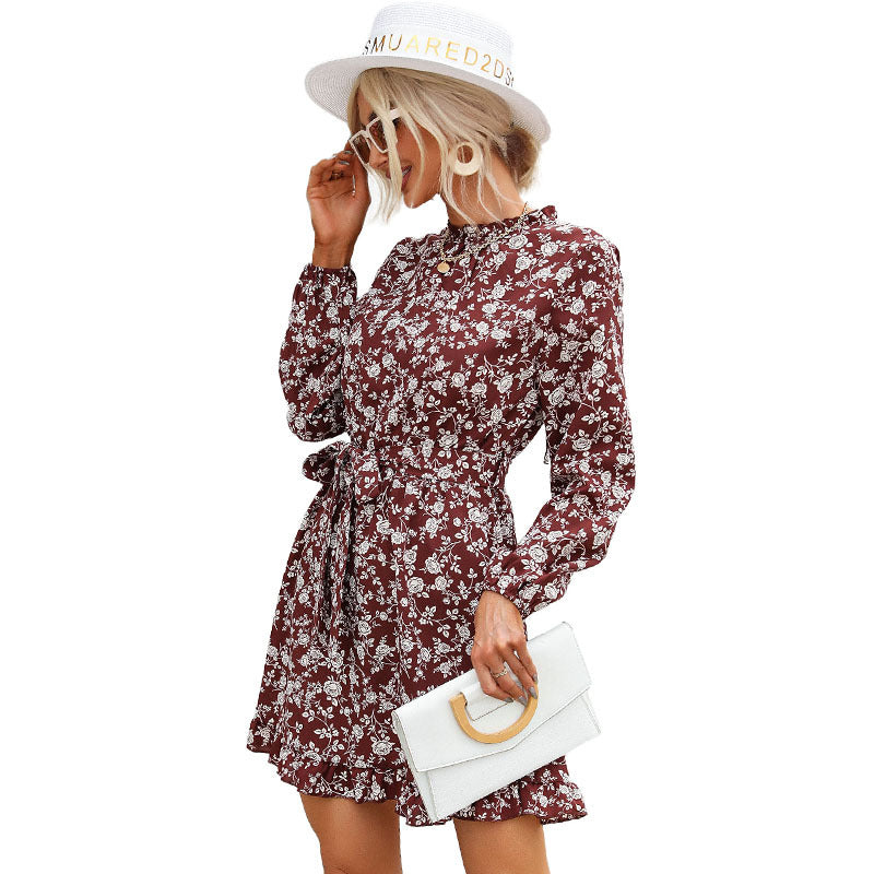 Damen Sommerkleid Floralmuster Gürtel Norvielle