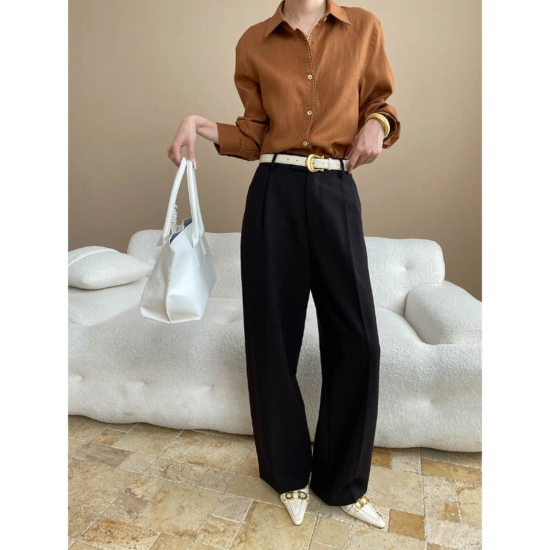 Damen Hemdbluse Button-Down-Kragen Elegantes Design