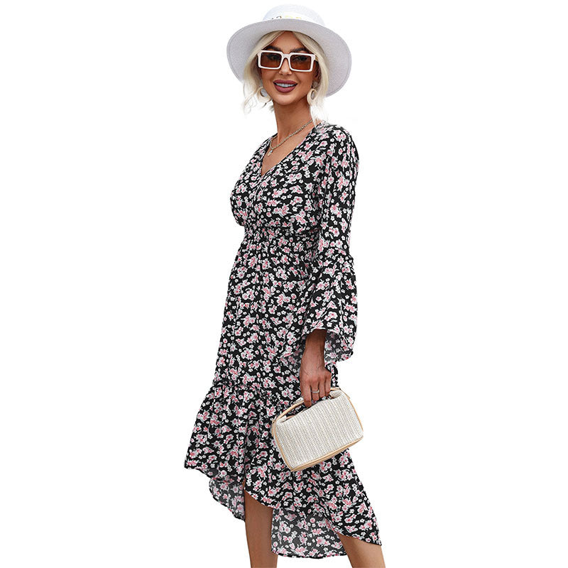 Damen Wickelkleid Floralmuster Schwingrock Norvielle