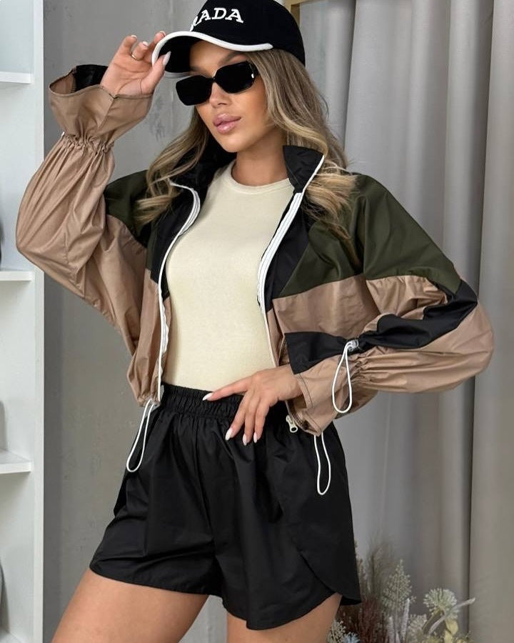 Damen Sportanzug Elastischer Bund Kontrastdetails