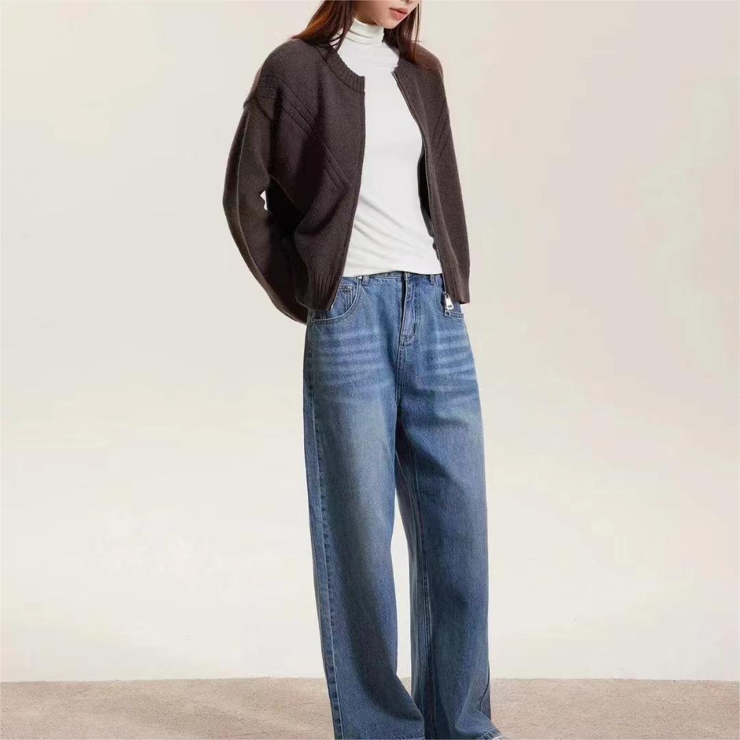 Damen Strickjacke Zopfmuster Modern Reißverschluss Norvielle