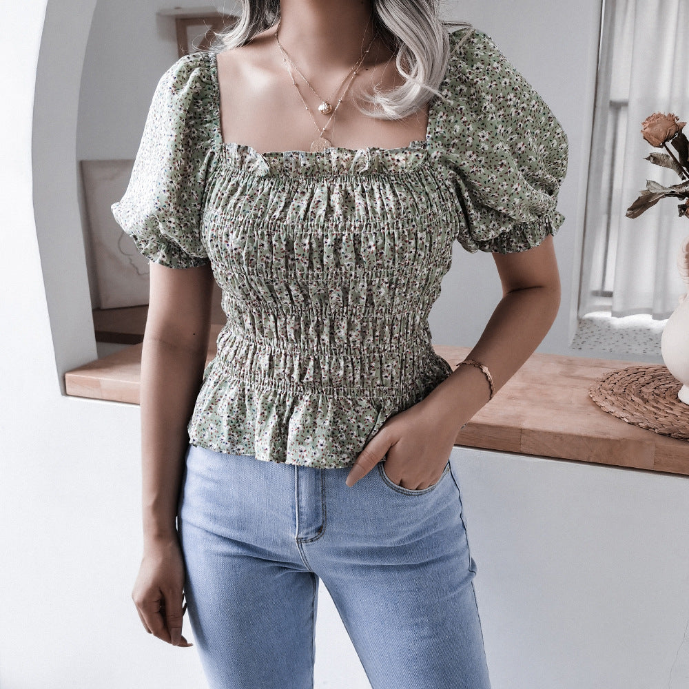 Damen Bluse Elastisch Puffärmel Norvielle
