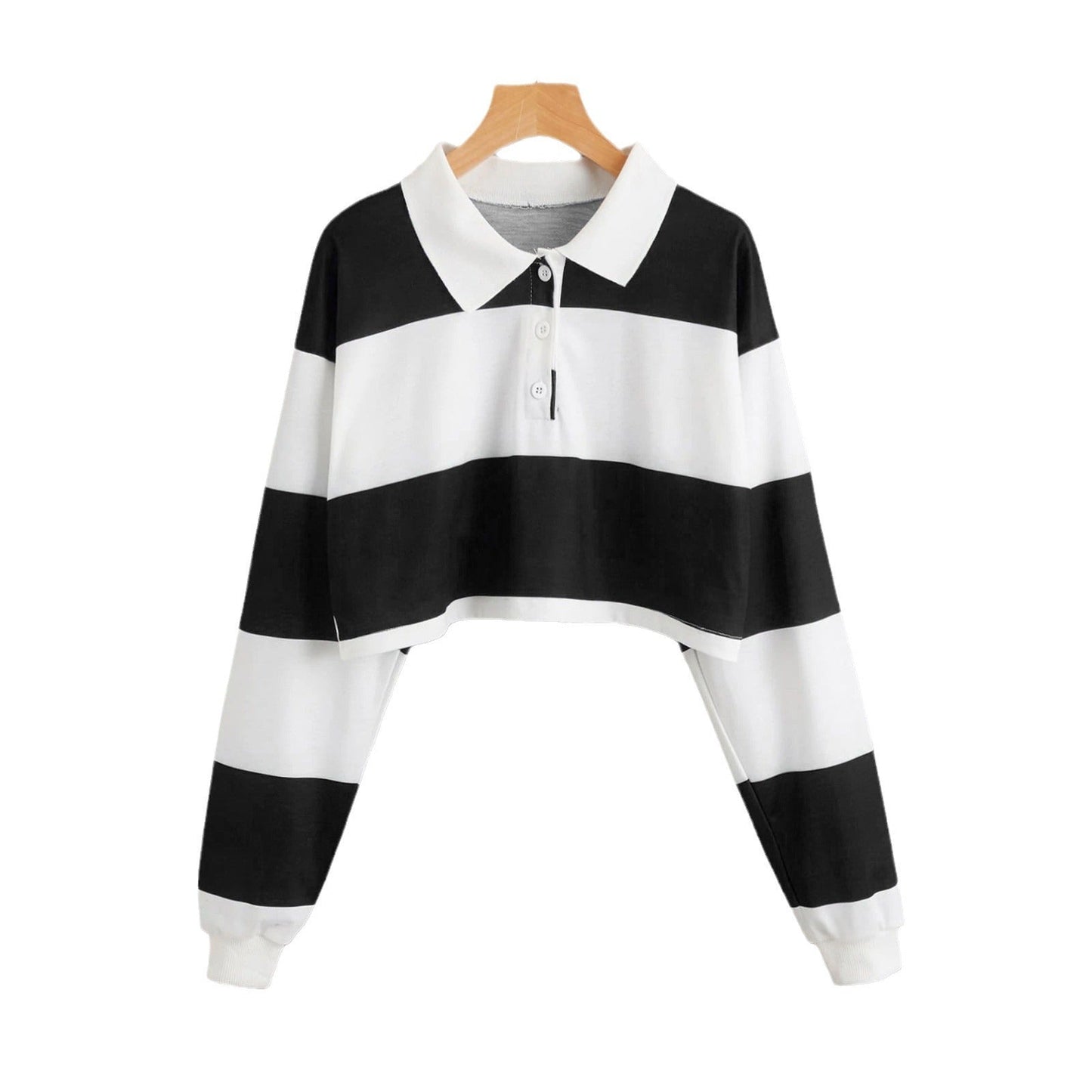 Damen Kurzarm Polo Sweater Bunte Streifen