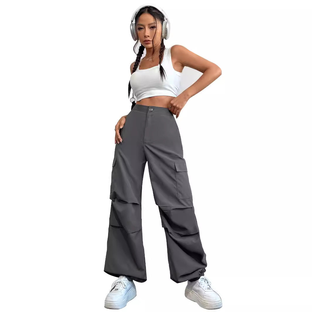 Damen Cargo-Hose Hochbund Seitentaschen Norvielle