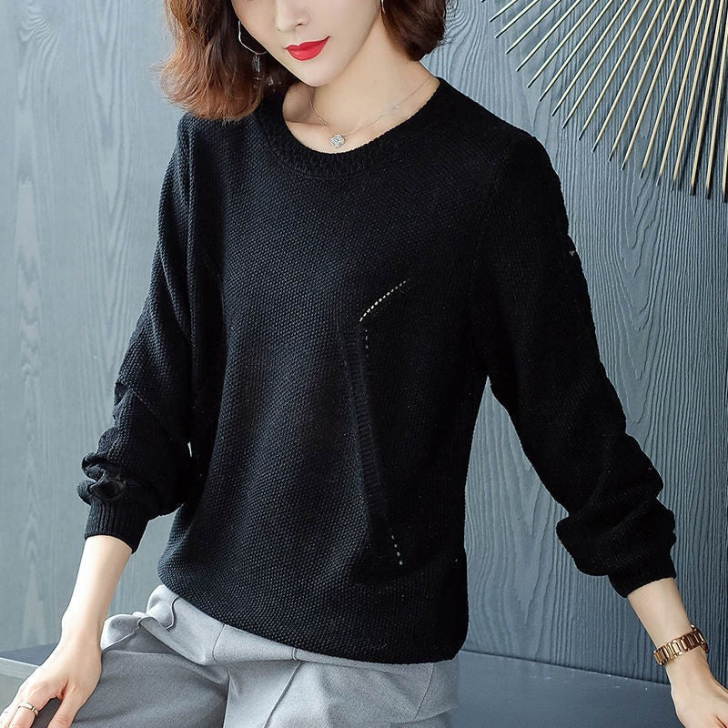 Damen Strickpullover Lochmuster Norvielle