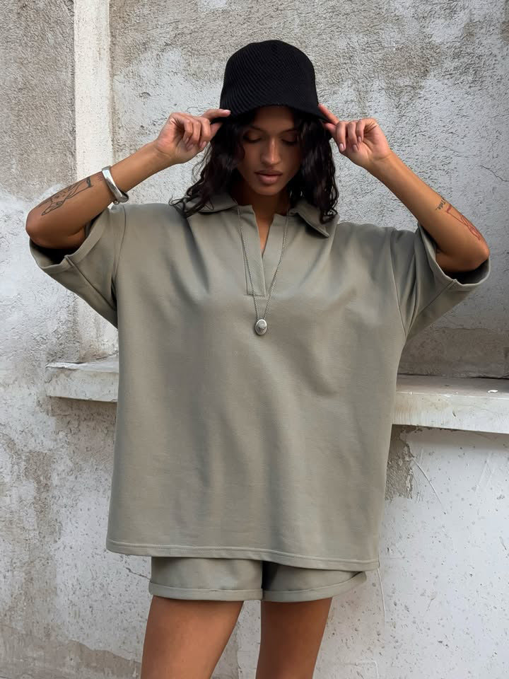 Damen Poloshirt Kleid mit Seitenschlitzen Norvielle
