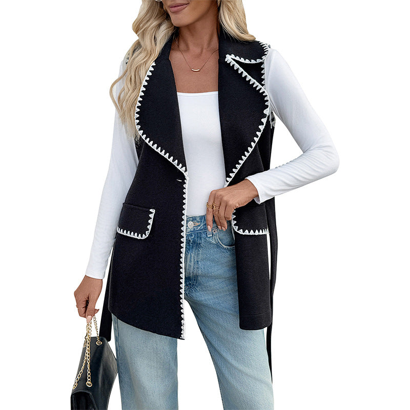 Damen Wickeljacke mit Reverskragen und Bindegürtel Norvielle