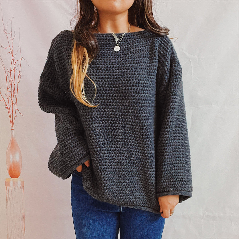 Damen Strickpullover Weit Locker Norvielle
