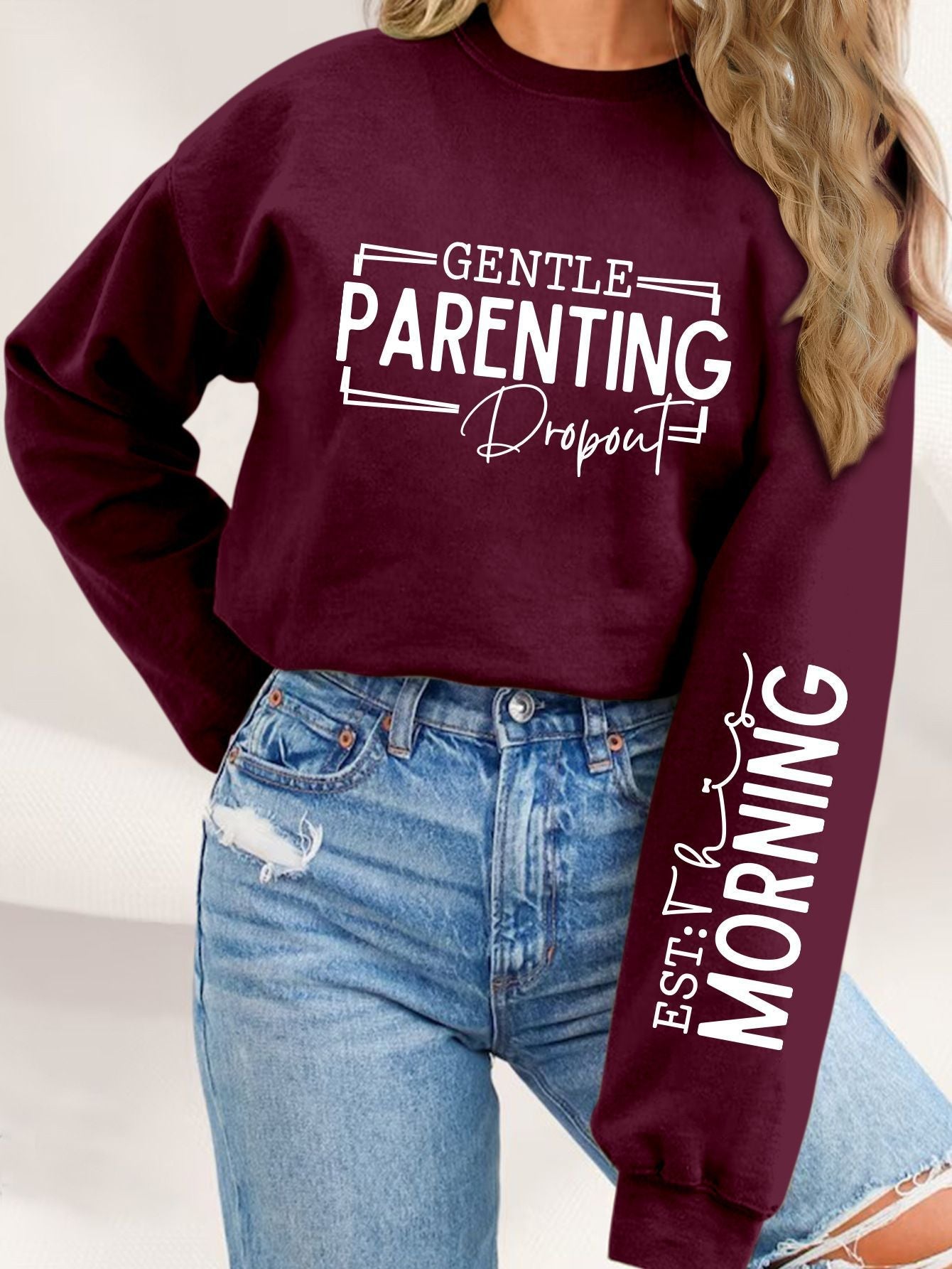 Damen Sweatshirt Elternschaftsmotiv Lässiger Schnitt Norvielle