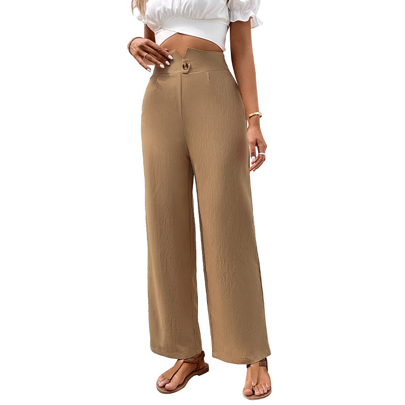 Damen Crop- Rüschendetails High-Waist Hose